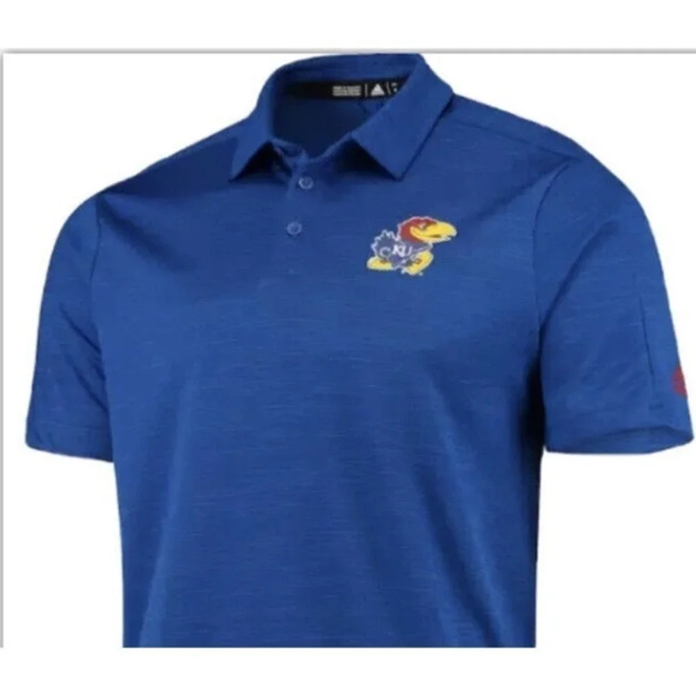 Adidas Kansas Jayhawks Polo Golf‎ Shirt Golf Polo Climalite Royal S NCAA Small